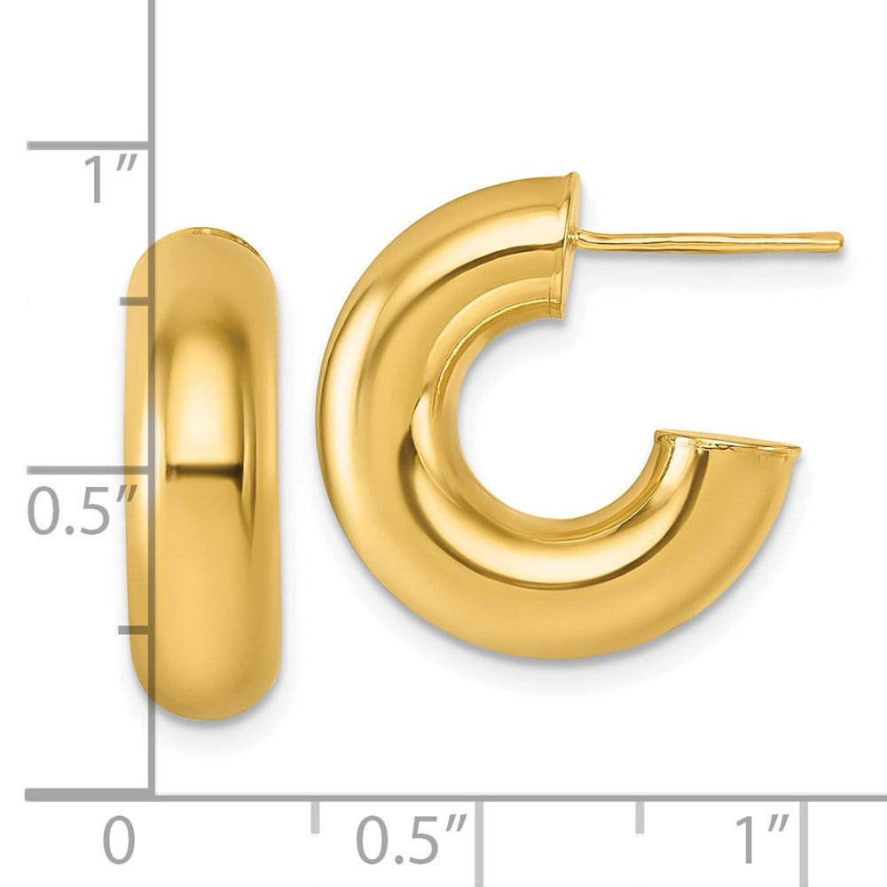 14k Yellow Gold Polished 6.00 x 20mm Tube C-Hoop Earrings