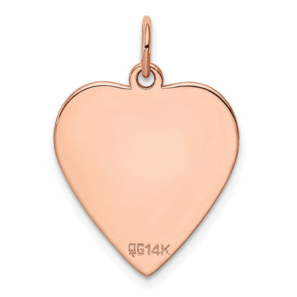 14k Rose Gold Plain .027 Gauge Engraveable Heart Disc Charm Pendant