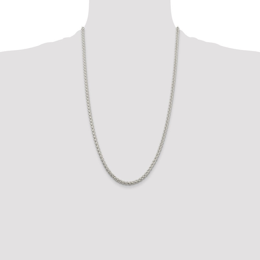 Sterling Silver 4mm Round Spiga Chain Necklace 26"
