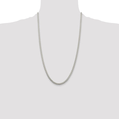 Sterling Silver 4mm Round Spiga Chain Necklace 26"