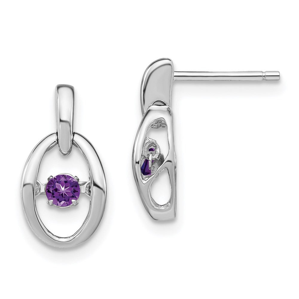 Sterling Silver Rhodium Amethyst Birthstone Vibrant Dangle Earrings