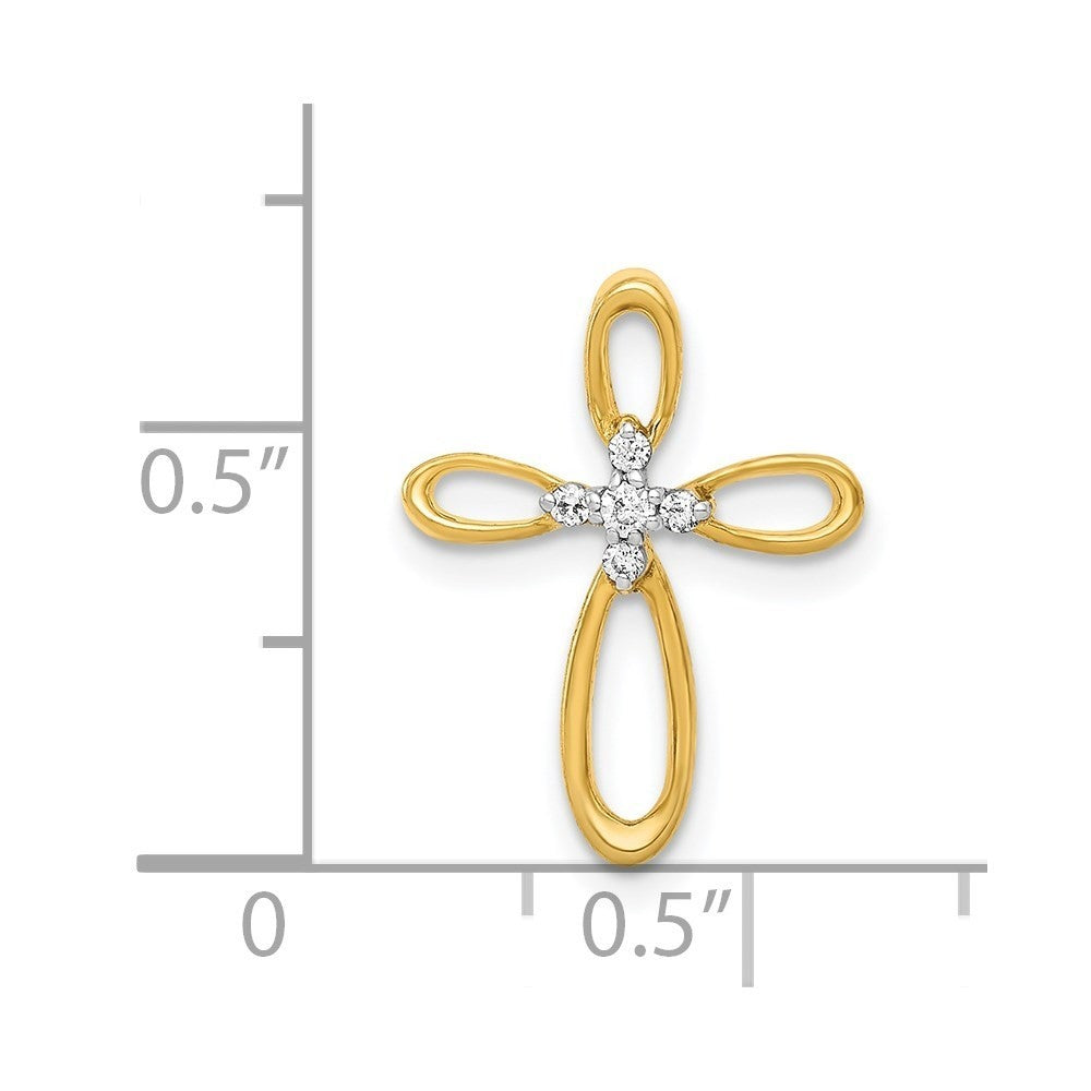 14k Yellow Gold Diamond Cross Slide Pendant