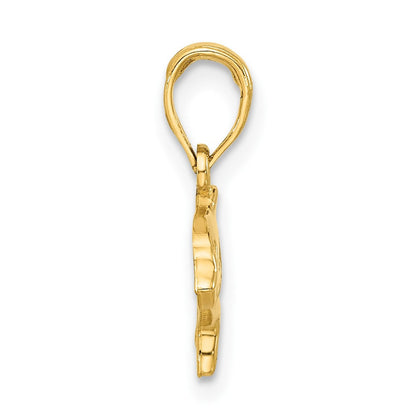 14k Yellow Gold Polished Dolphin with Cut-out Baby Dolphin Pendant