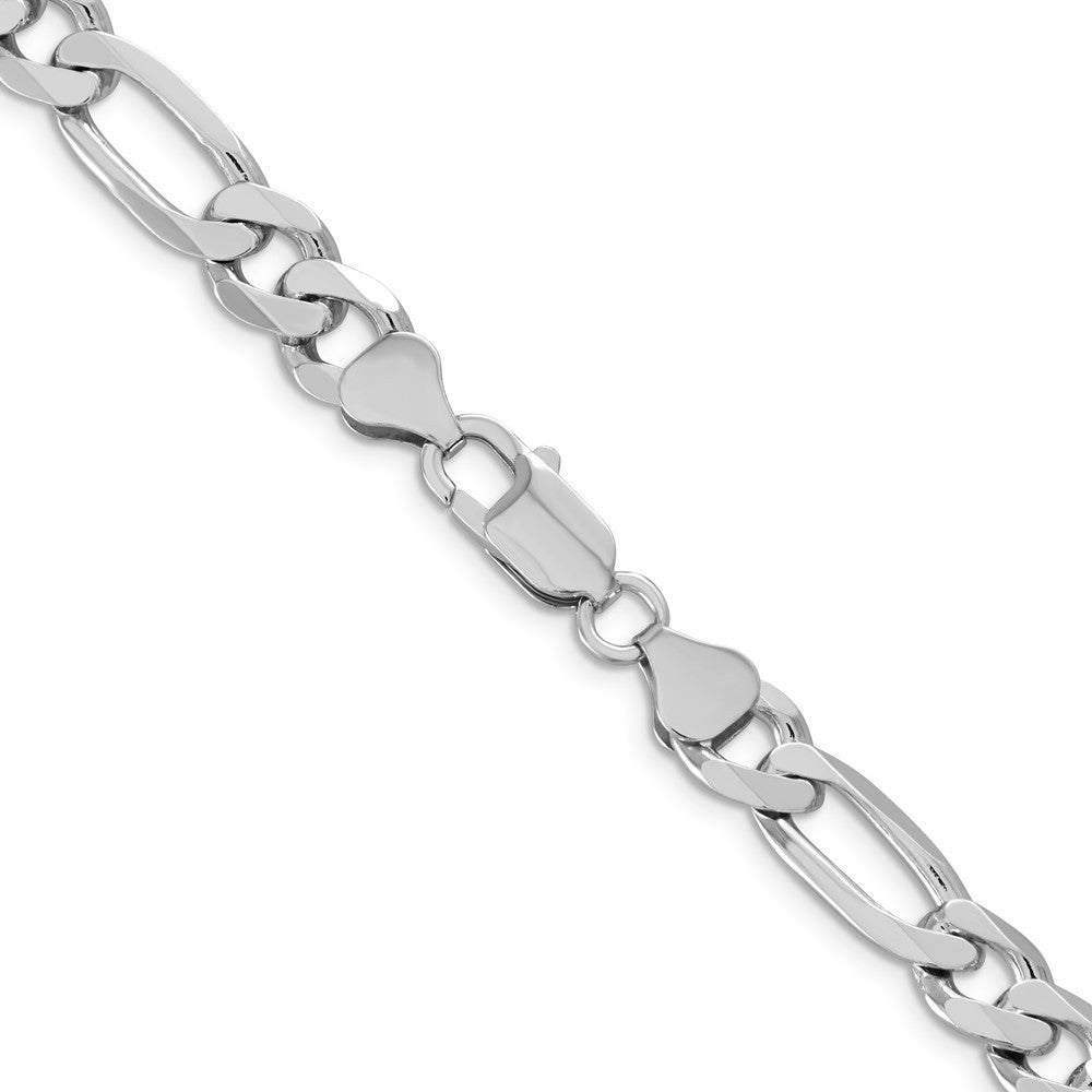 Sterling Silver Rhodium-plated 9mm Figaro Chain Necklace 26"