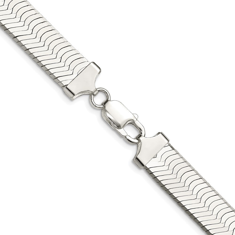 Sterling Silver Rhodium-plated 10.5mm Magic Herringbone Chain Necklace 20"