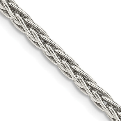 Sterling Silver Antiqued 3.25mm Solid Square Spiga Chain Necklace 26"