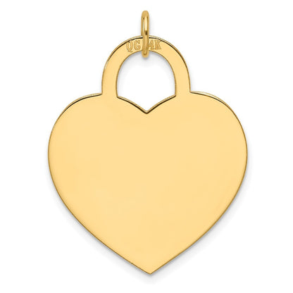 14k Yellow Gold Large Engravable Heart Charm Pendant
