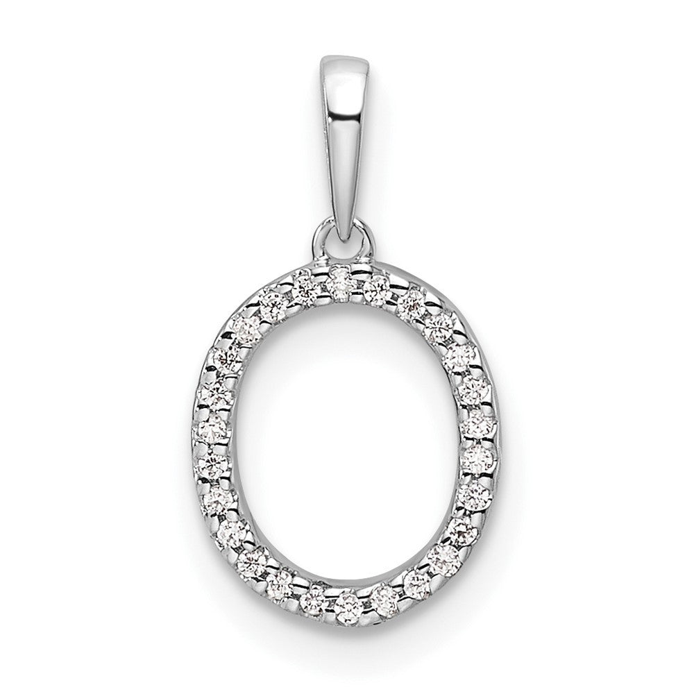 14k White Gold Diamond Letter O Initial Pendant