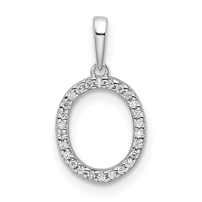 14k White Gold Diamond Letter O Initial Pendant