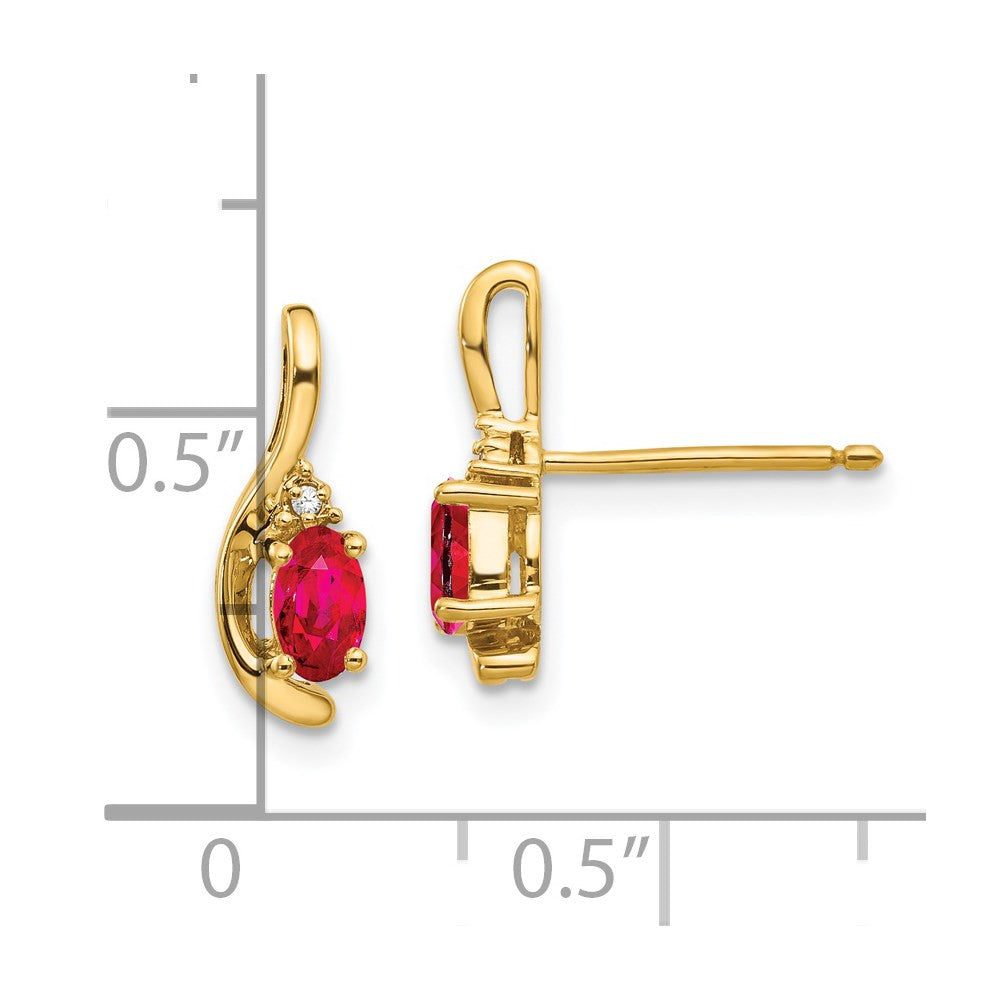 14k Yellow Gold Ruby and Diamond Drop & Dangle Earrings
