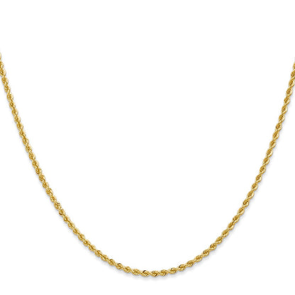 14k Yellow Gold 2mm Regular Rope with Lobster Clasp Chain Necklace 16"