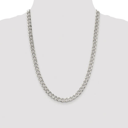 Sterling Silver Rhodium-plated 8.3mm Pav� Curb Chain Necklace 24"