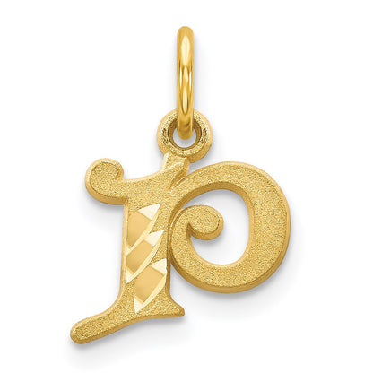 14k Yellow Gold Letter P Initial Charm Pendant