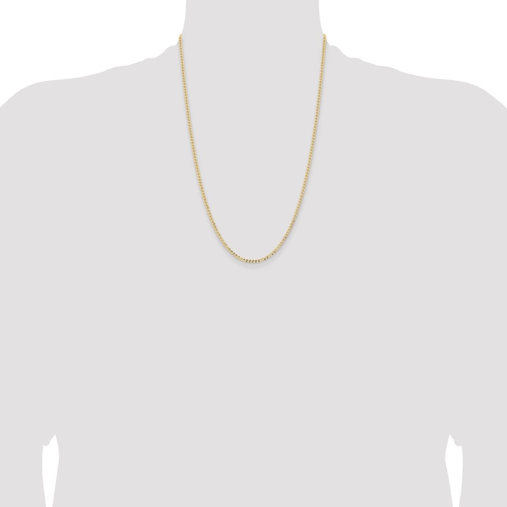 14k Yellow Gold 2.85mm Semi-Solid Curb with Lobster Clasp Chain Necklace 24"