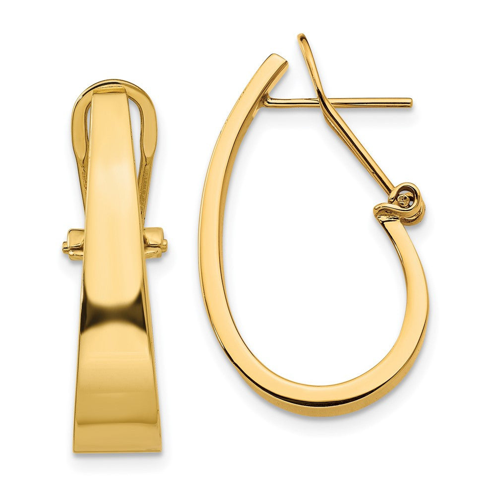14k Yellow Gold Polished J-Hoop Click-in Back Earrings