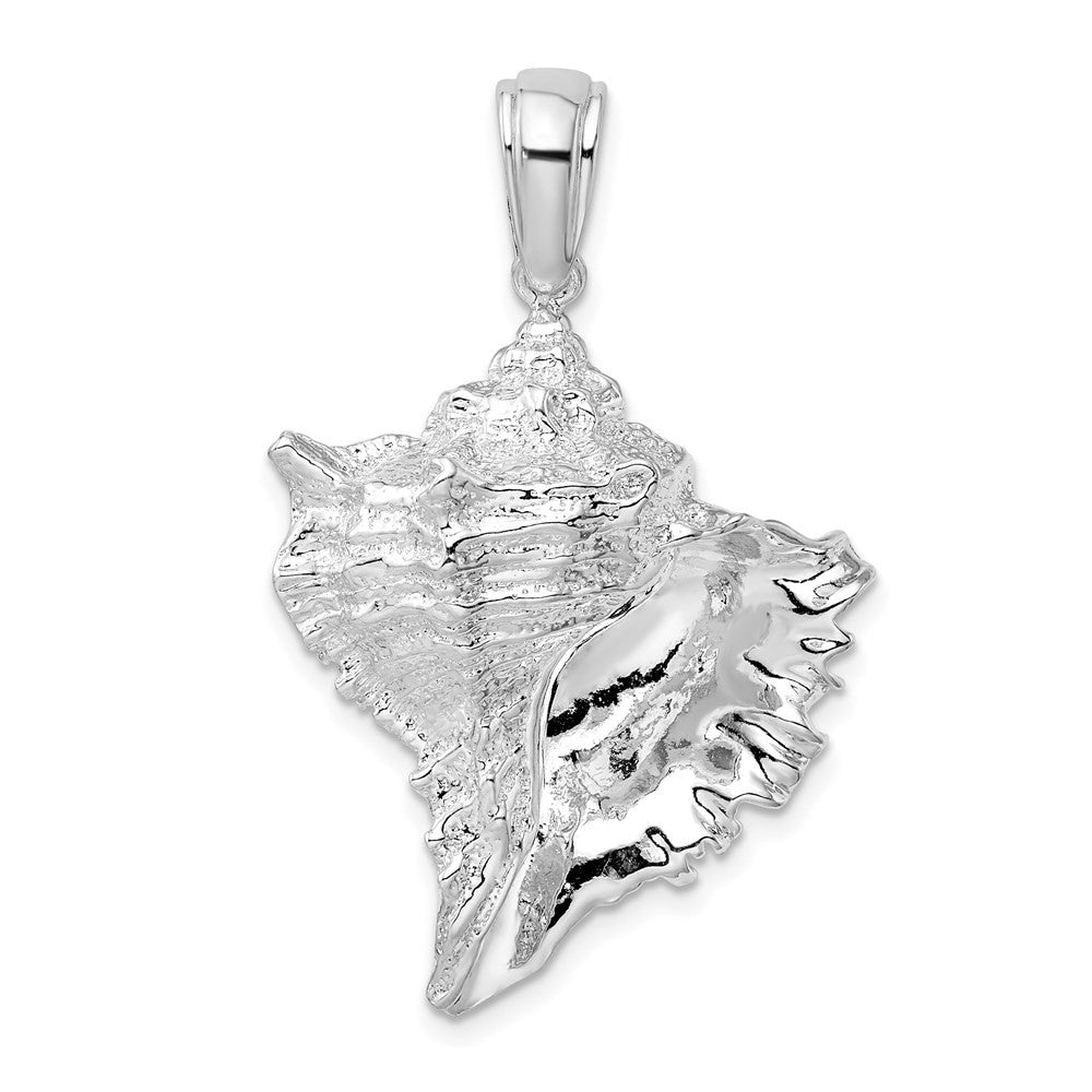 Sterling Silver Rhodium-Plated Polished Conch Shell Pendant