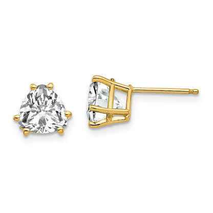 14k Yellow Gold 7mm Trillion Cubic Zirconia Stud Earrings