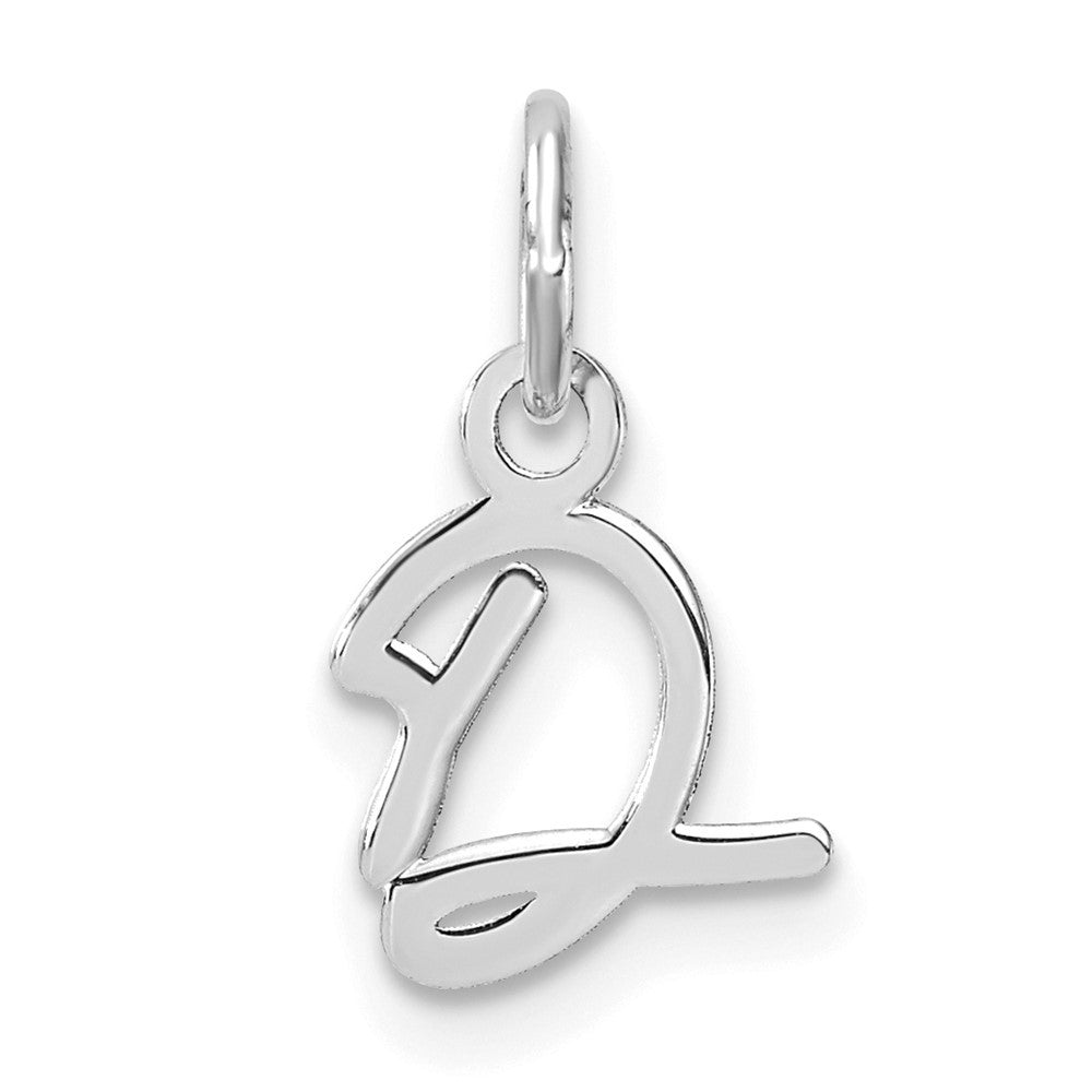 14k White Gold Uppercase Letter D Initial Charm Pendant