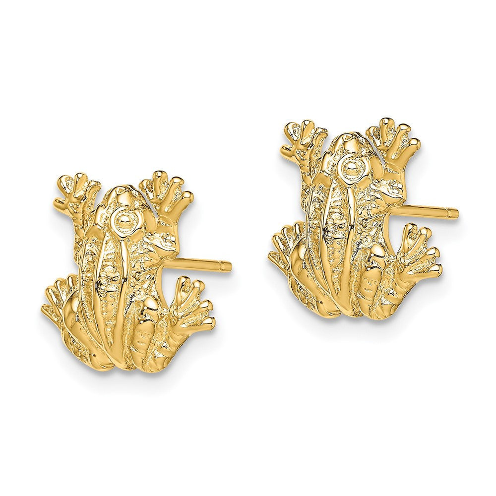 14k Yellow Gold 2-D Leap Frog Stud Earrings