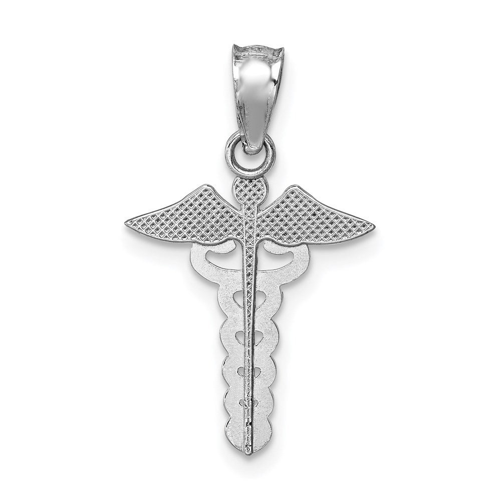 14k White Gold White Polished Medical Symbol Pendant