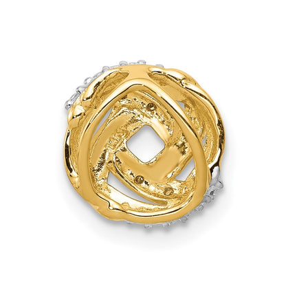 14k Yellow Gold .02ct. Diamond Rhodium Accents Round Chain Slide