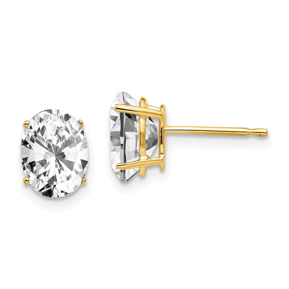 14k Yellow Gold 8x6mm Oval Cubic Zirconia Stud Earrings