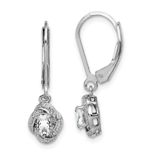 Sterling Silver Rhodium-plated Diam. & White Topaz Dangle Earrings