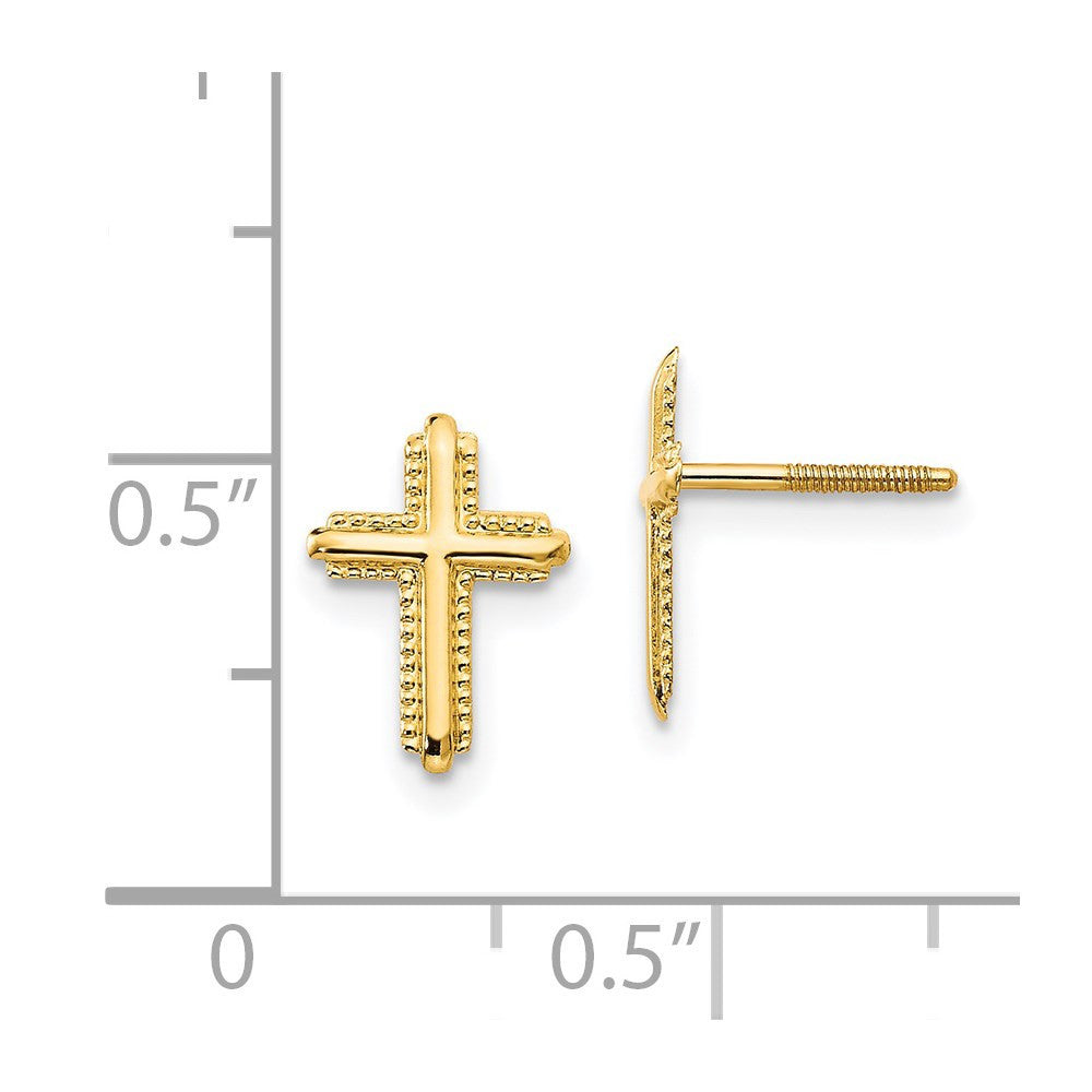 14k Yellow Gold Madi K Cross Stud Earrings