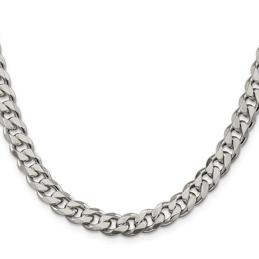 Sterling Silver 8.3mm Curb Chain Necklace 18"
