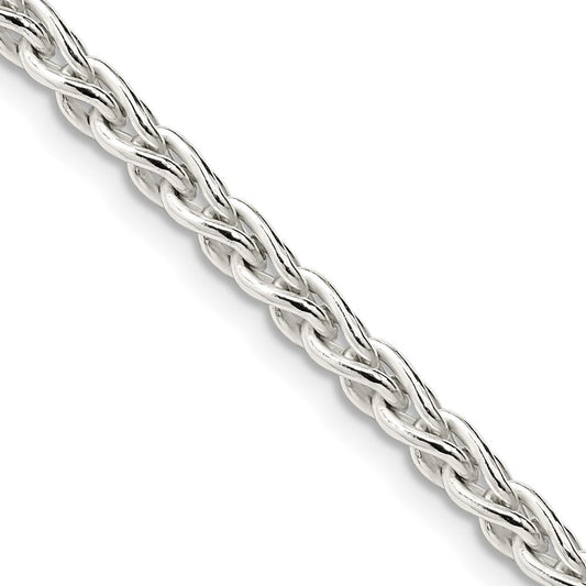 Sterling Silver 3.7mm Round Spiga Chain Necklace 28"