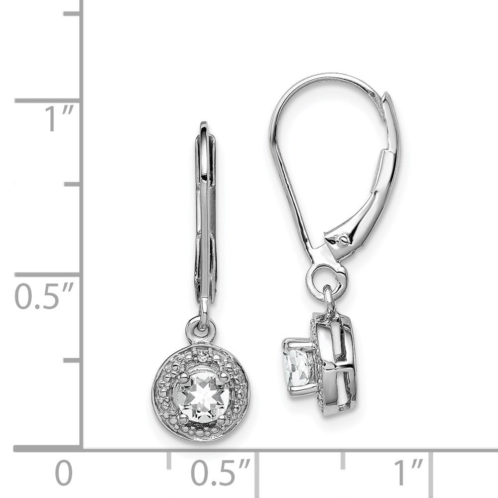 Sterling Silver Rhodium-plated Diam. & White Topaz Dangle Earrings