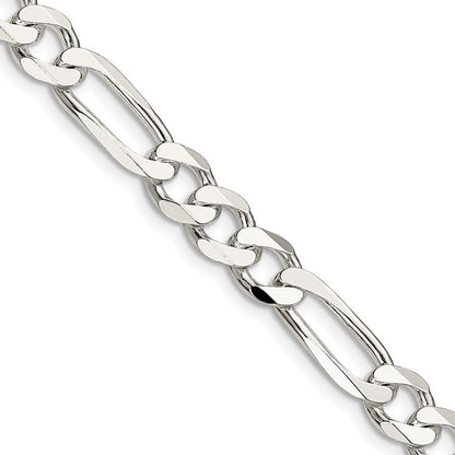 Sterling Silver 7.5mm Figaro Chain Necklace 16"