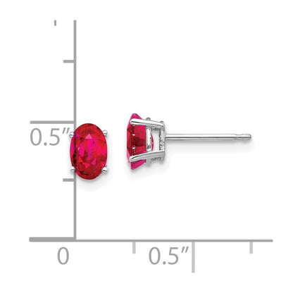 14k White Gold Ruby Stud Earrings