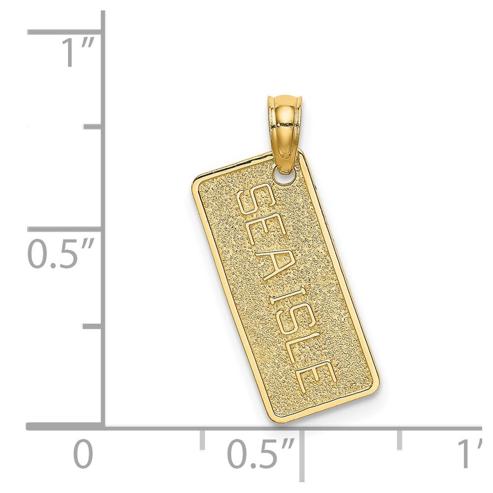 14k Yellow Gold Textured SEA ISLE License Plate