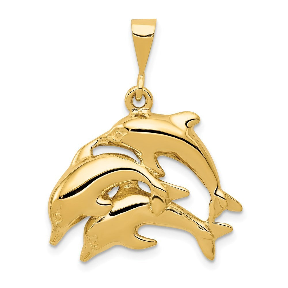14k Yellow Gold Dolphin Charm Pendant