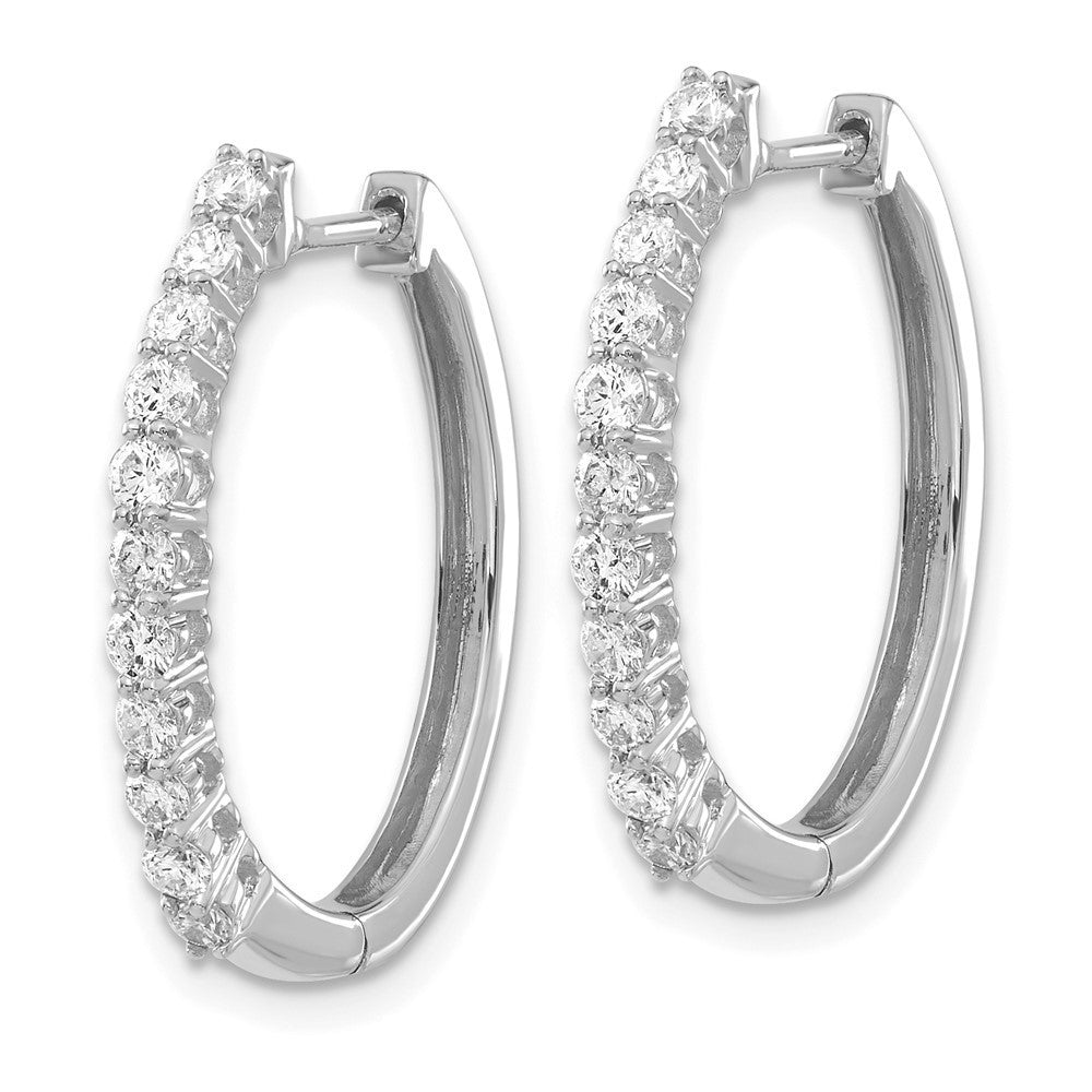 14k White Gold Diamond Hinged Hoop Earrings