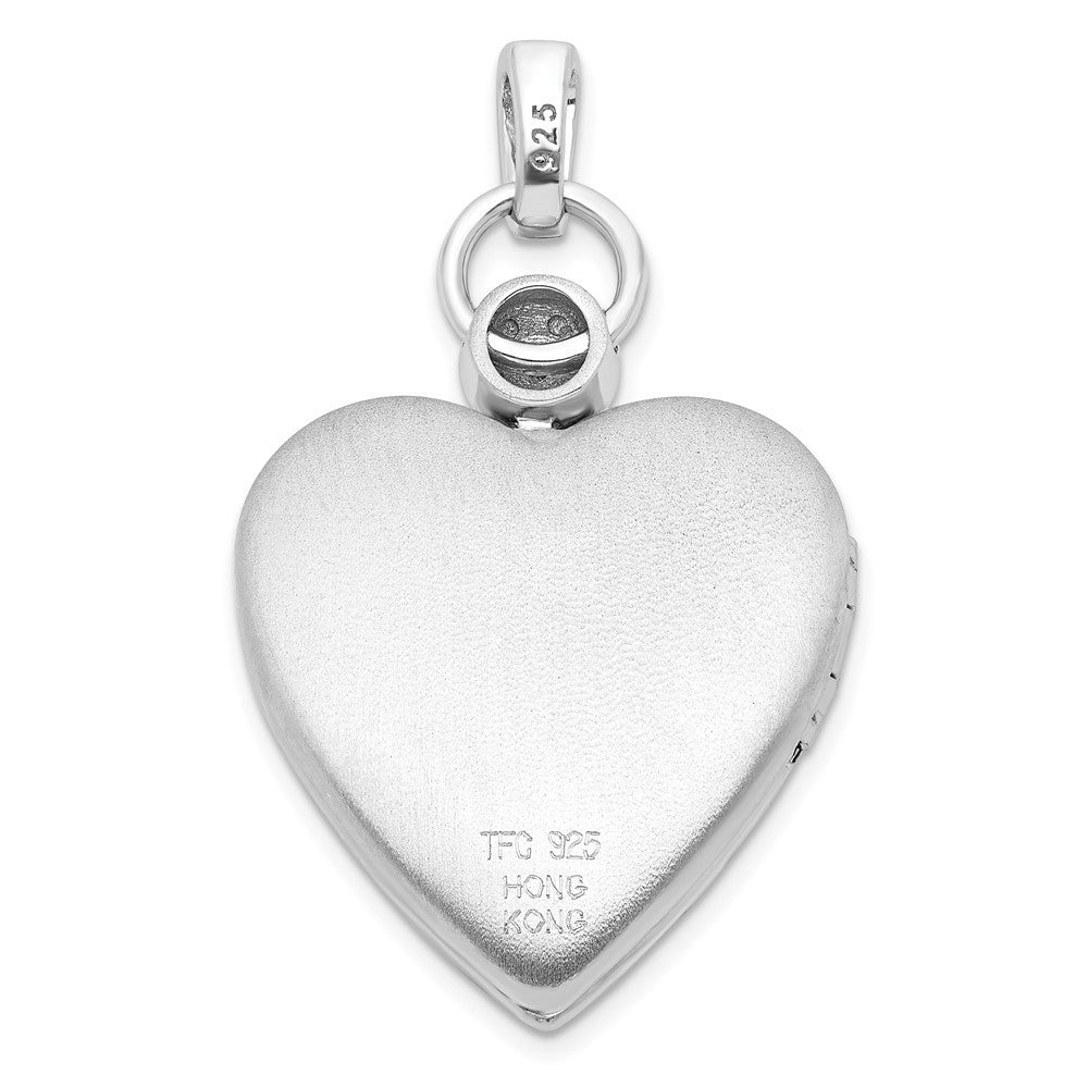 Sterling Silver Rhodium-plated 21mm Diamond Accented Satin Locket Pendant