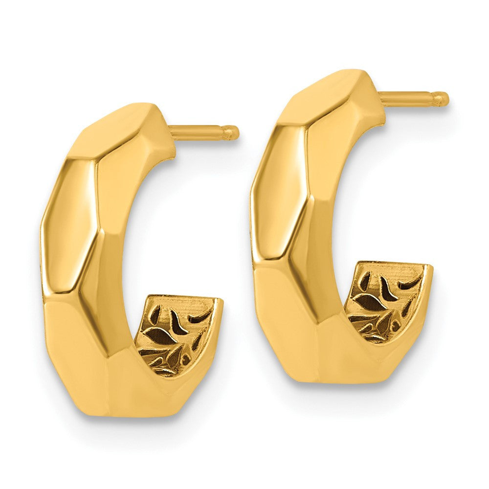 14k Yellow Gold Polished Hollow Geometric C-Hoop Earrings