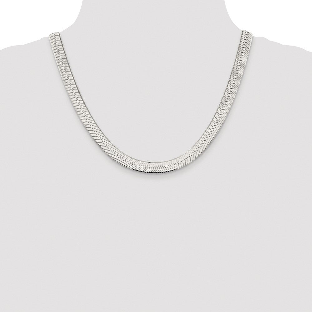 Sterling Silver Rhodium-plated 8.75mm Magic Herringbone Chain Necklace 20"