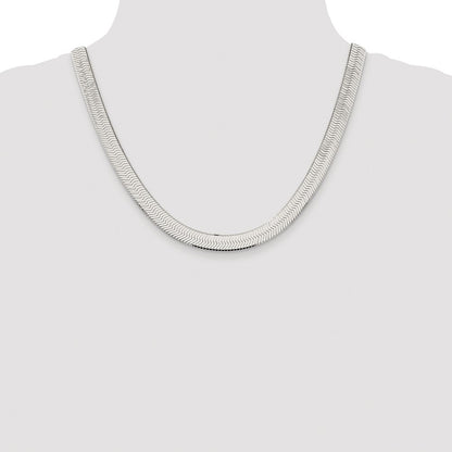 Sterling Silver Rhodium-plated 8.75mm Magic Herringbone Chain Necklace 20"