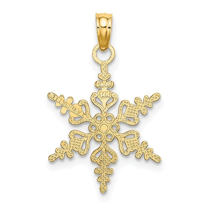 14k White Gold Polished Snowflake Charm Pendant