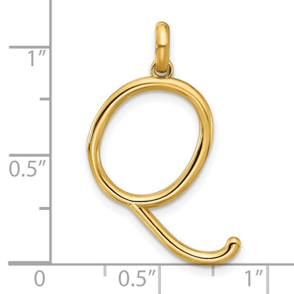 14k Yellow Gold Fancy Letter Q Initial Pendant