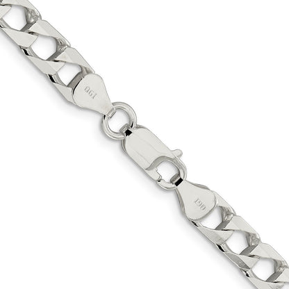 Sterling Silver 6.25mm Diamond-Cut Square Curb Chain Necklace 24"