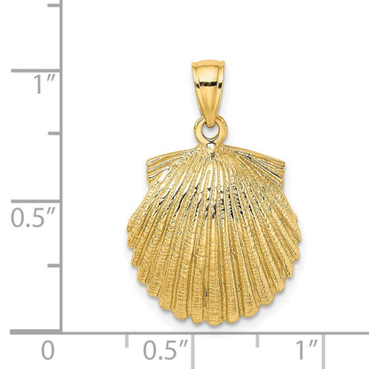 14k Yellow Gold Scallop Shell Charm Pendant