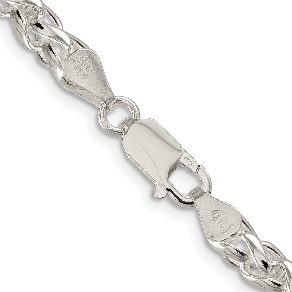 Sterling Silver Rhodium-plated 5mm Round Spiga Chain Necklace 30"