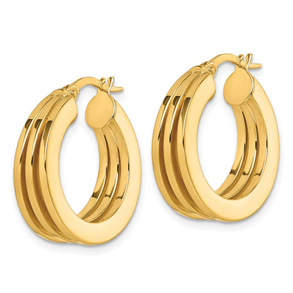 14k Yellow Gold Polished Square Tube Hoop Earrings