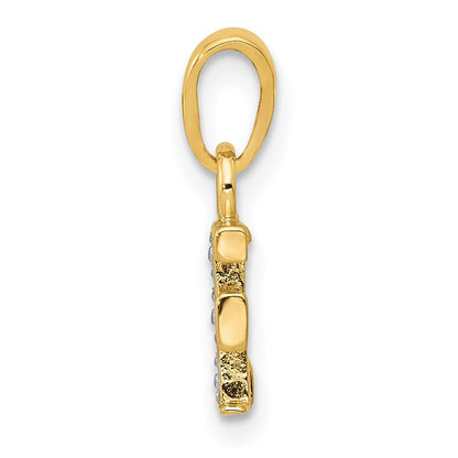 14k Yellow Gold with Rhodium Diamond Letter F Initial Pendant