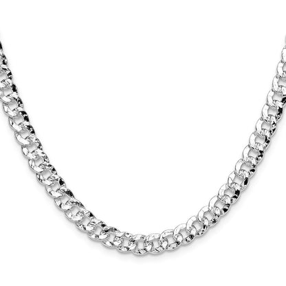 Sterling Silver 6.35mm Hammered Curb Chain Necklace 16"