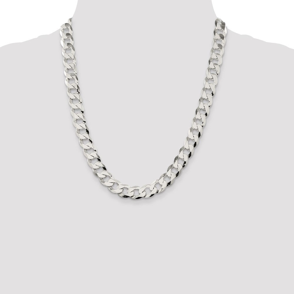 Sterling Silver 11.75mm Flat Curb Chain Necklace 22"