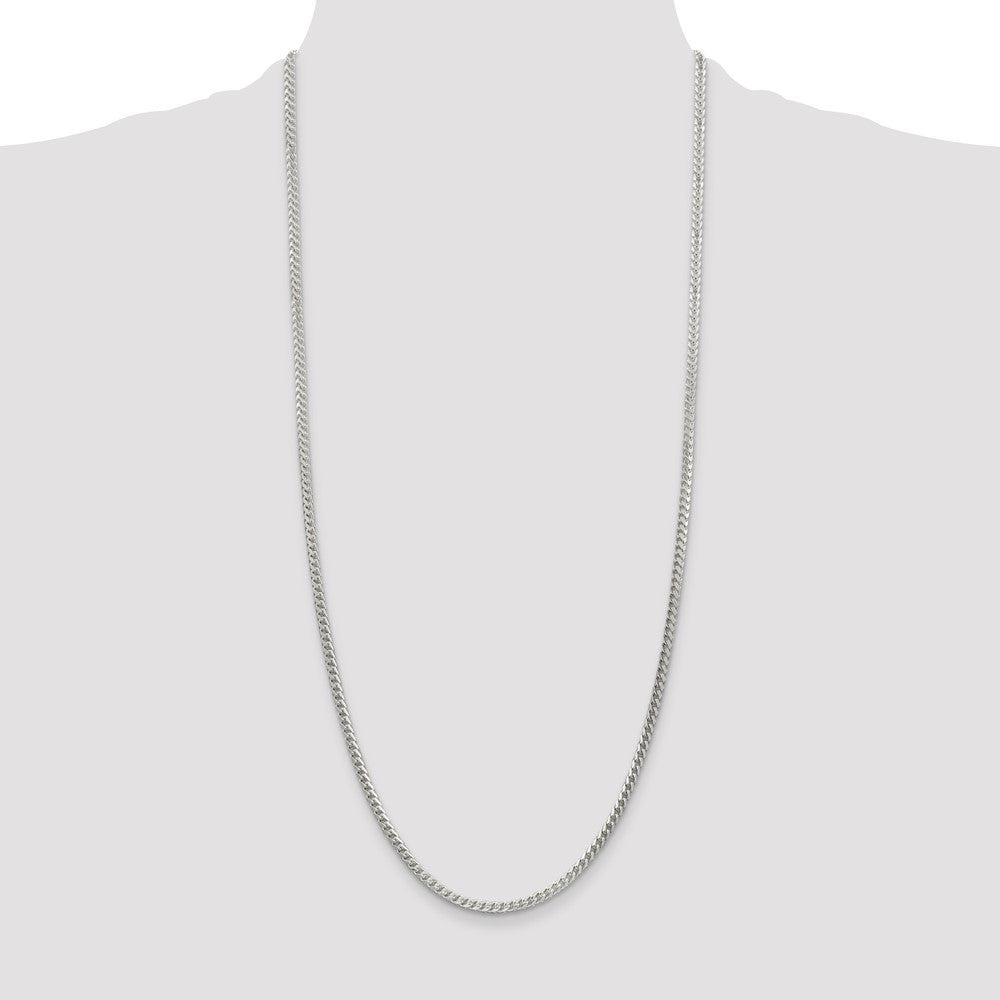 Sterling Silver 3.1mm Diamond-Cut Square Franco Chain Necklace 30"